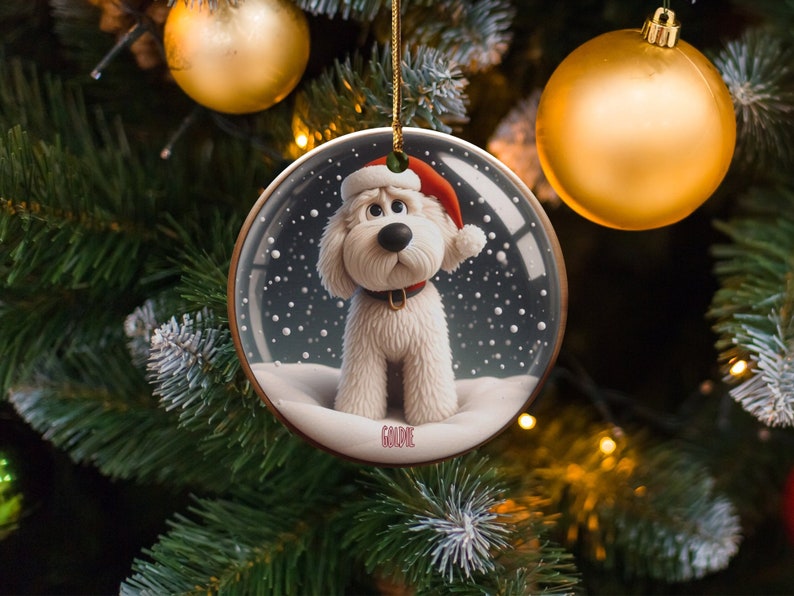 Bernedoodle Ornament, Personalized Custom Pet Keepsake | Ceramic | Double Sided Sublimation 2.76 Inch Gift image 3