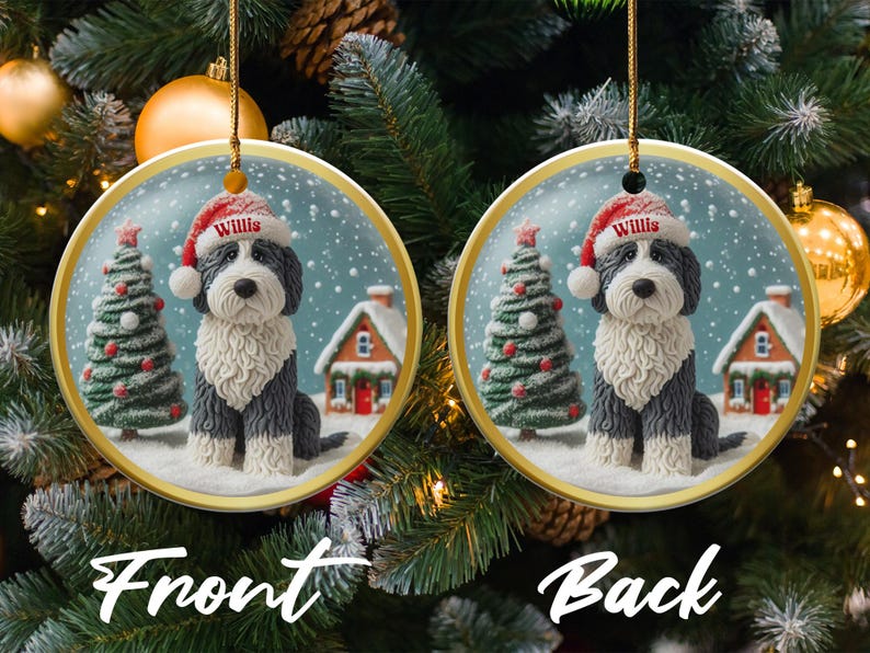 Personalized Christmas Dog Ornament, Custom Dog Christmas Tree Decoration, Pet Memorial Ornament for Xmas Tree