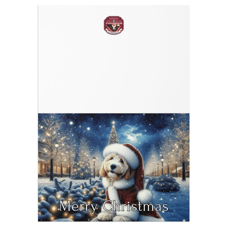 Christmas Dog Card, Holiday Greeting Card, Cute Puppy in Santa Hat Card, Winter Wonderland Card, Merry Christmas Card for Dog Lovers