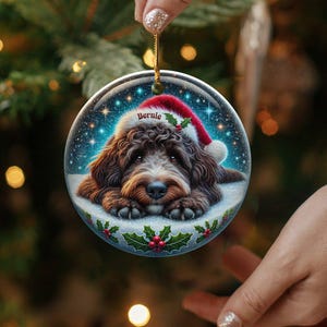 Custom Pet Santa, Bernedoodle Christmas Ornament | Sublimation Ceramic | 3-Inch Double Sided Holiday Tree Decor image 7
