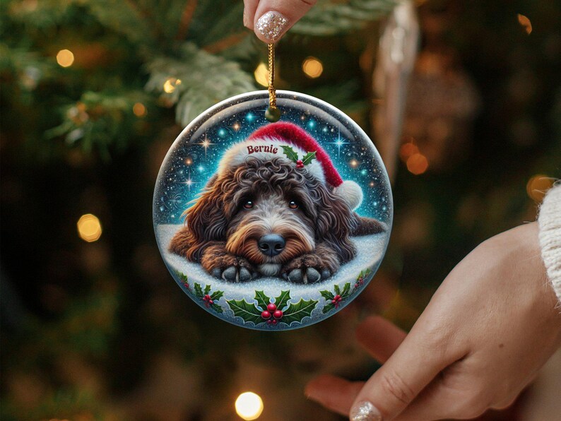 Custom Pet Santa, Bernedoodle Christmas Ornament | Sublimation Ceramic | 3-Inch Double Sided Holiday Tree Decor image 7