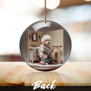 Funny Dog Toilet - Ceramic Ornament - Sublimation Print, Goldendoodle Restroom Keepsake image 5