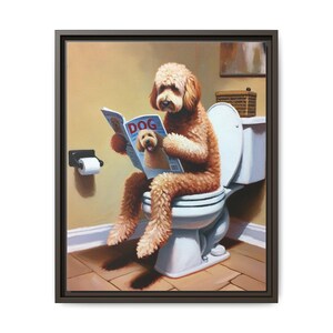 Funny Goldendoodle Toilet Canvas Art: Dog Lover Bathroom Decor image 3