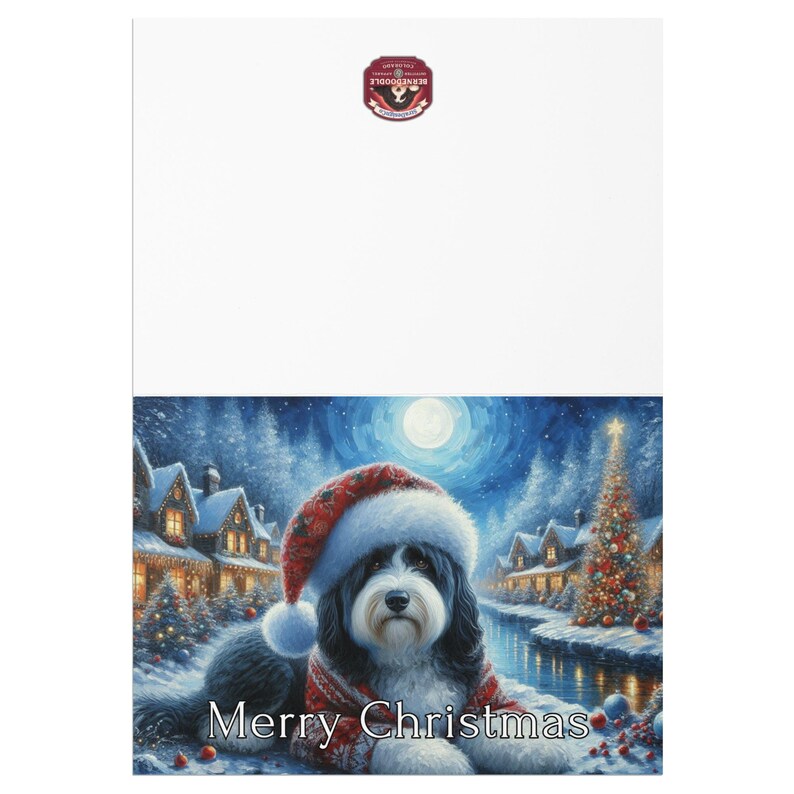 Christmas Dog Card, Holiday Greeting Card, Seasonal Festive Card, Merry Christmas Card, Winter Scene Card, Dog Lover's Card
