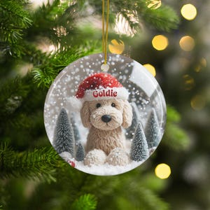 Personalized Christmas Dog Ornament, Custom Pet Holiday Decoration, Cute Puppy Keepsake, Festive Tree Hanging Decor