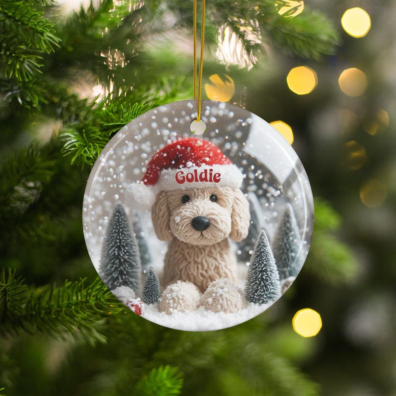 Personalized Christmas Dog Ornament, Custom Pet Holiday Decoration, Cute Puppy Keepsake, Festive Tree Hanging Decor