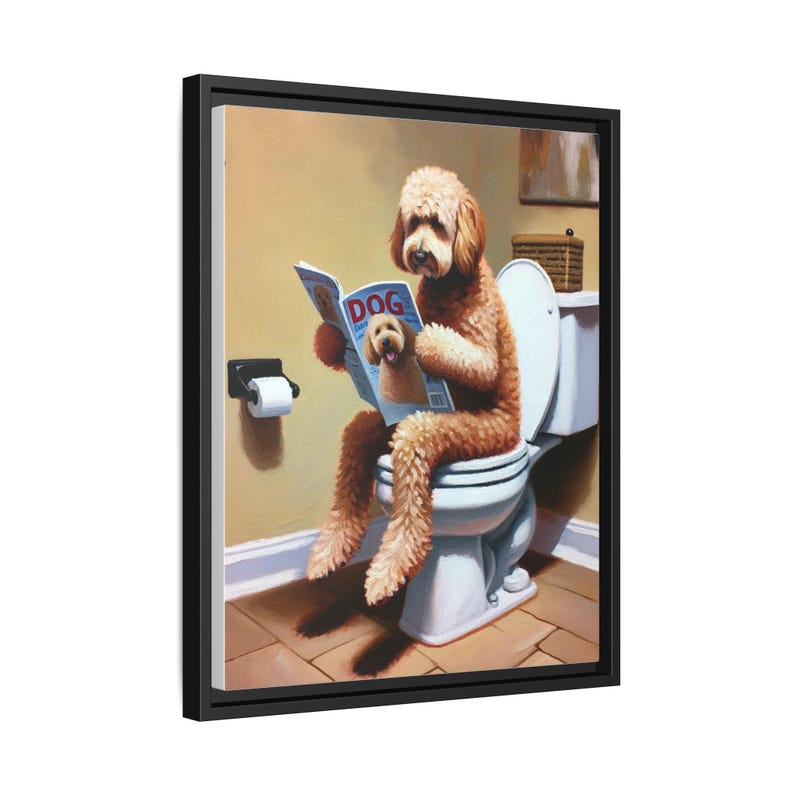 Funny Goldendoodle Toilet Canvas Art: Dog Lover Bathroom Decor image 5
