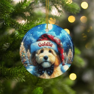 Cute Christmas Dog Ornament, Personalized Pet Holiday Decoration, Custom Name Dog Christmas Ornament, Festive Tree Decor