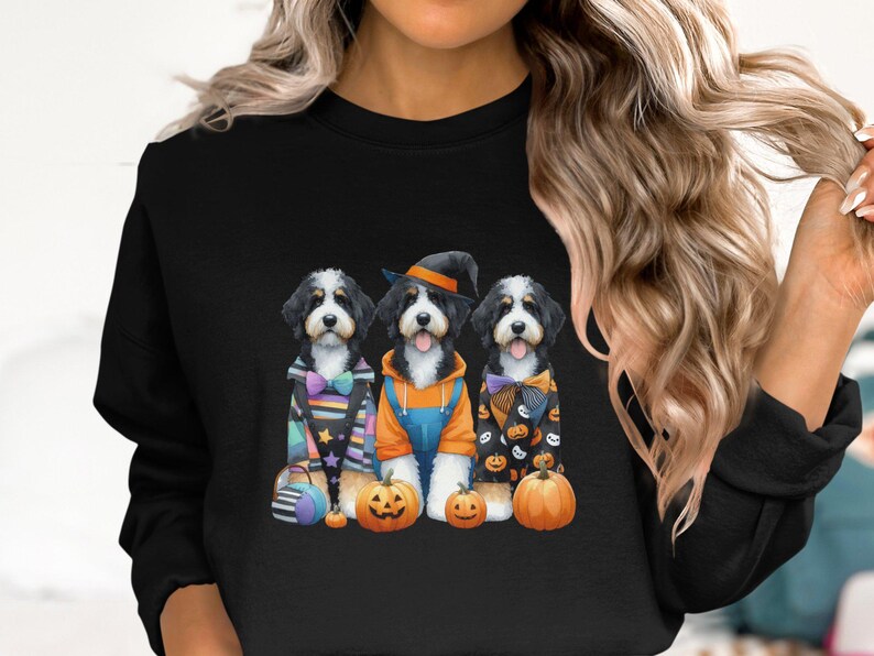 Bernedoodle Halloween Sweatshirt, Dog Lover Gift image 6