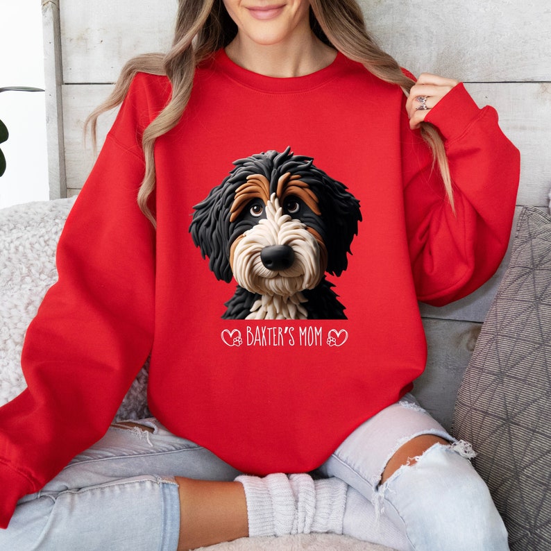 Bernedoodle Mom Sweatshirt - Personalized Sweatshirt with Your Dog's name on it