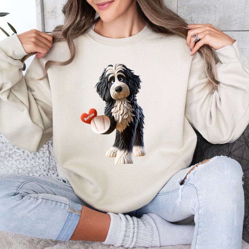 Bernedoodle mom sweatshirt,berndoodle mom, mom sweatshirt, valentine bernedoodle, valentine dog gift, dog sweatshirt, personalized dog sweatshirt,doodle mama, doodle fan, bernedoodle enthusiast gift.
