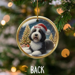 Personalized Dog Christmas Ornament, Custom Pet Name Holiday Decor, Cute Dog Santa Hat Ornament, Perfect Christmas Gift for Pet Lovers