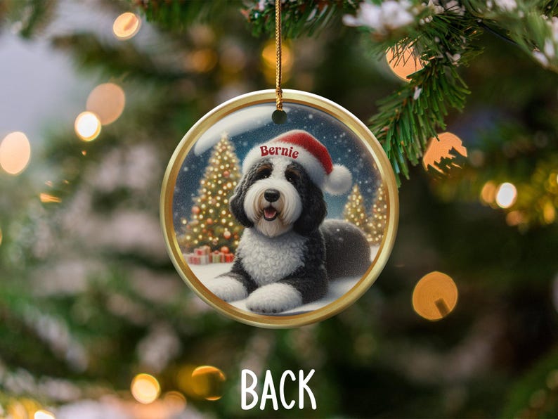 Personalized Dog Christmas Ornament, Custom Pet Name Holiday Decor, Cute Dog Santa Hat Ornament, Perfect Christmas Gift for Pet Lovers