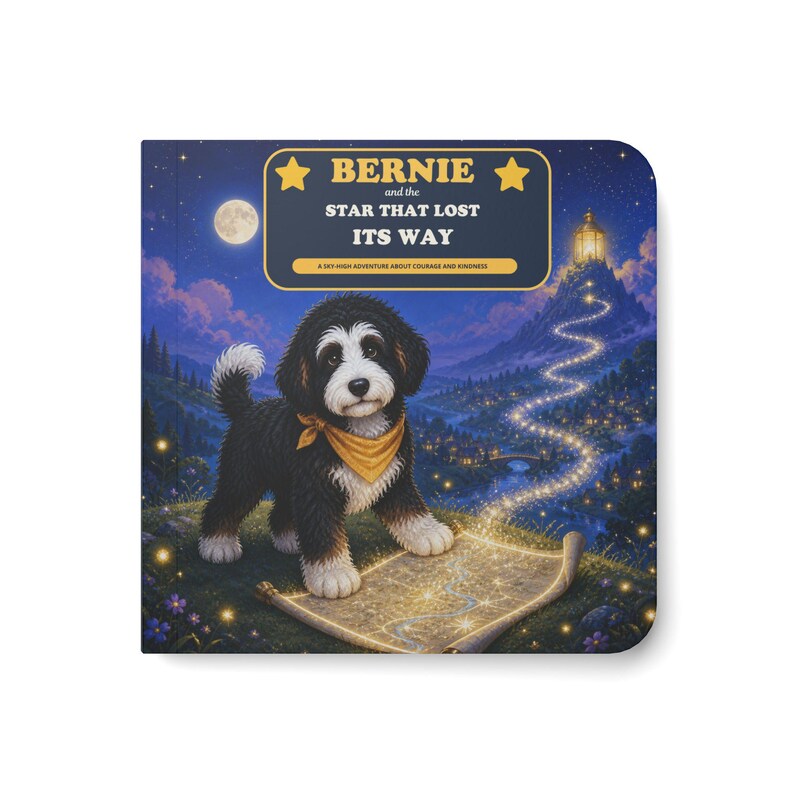 Bernie il Bernedoodle salva una stella perduta / Libro cartonato spesso / Avventura della buonanotte per bambini immagine 4