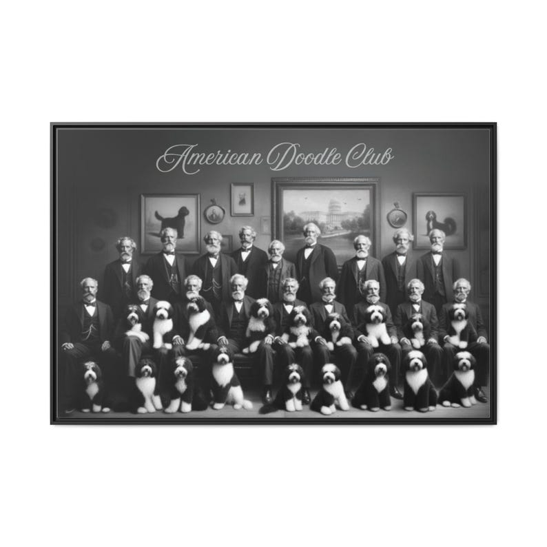 Vintage Bernedoodle Canvas Art: 1800s American Doodle Club Style image 9