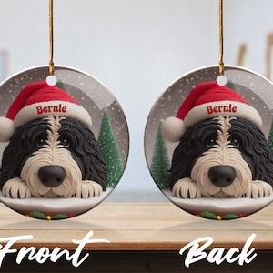 Custom Dog Ornament, Bernedoodle Pet Keepsake | Sublimation Ceramic | 2.76 Inch Round Front Back imagen 8