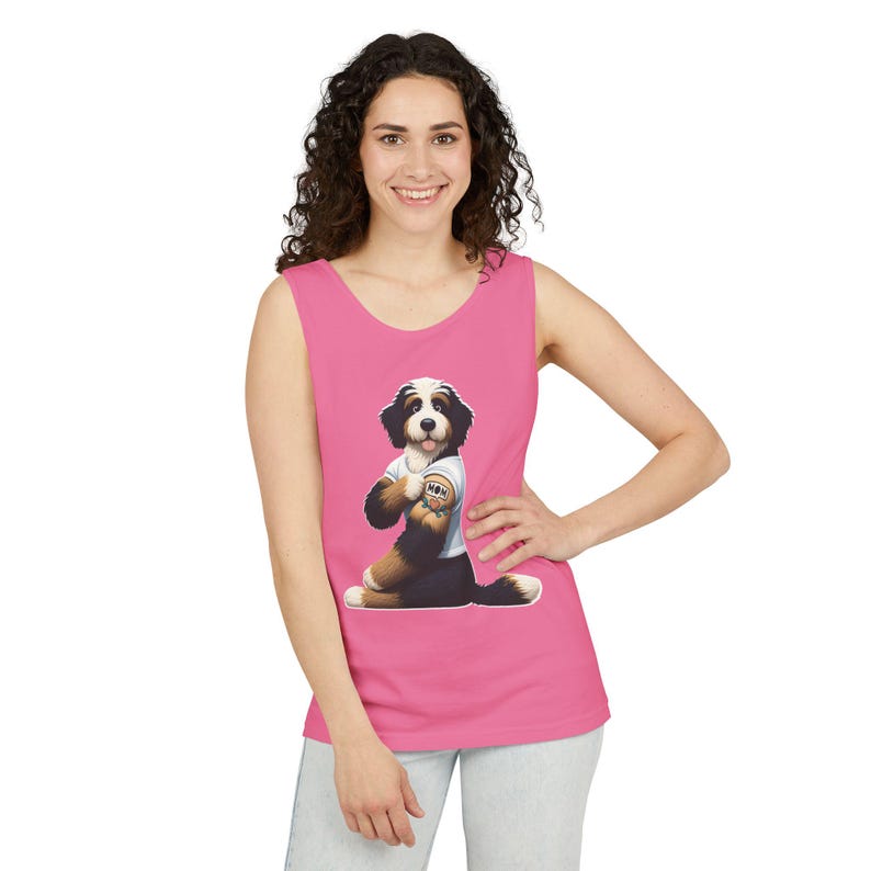 Bernedoodle Mom Tattoo Tank Top: Dog Lover Sleeveless Shirt image 1
