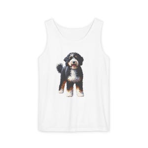 Bernedoodle Mom Tank Top, Cute Dog Rear View Design, Summer Fashion image 4