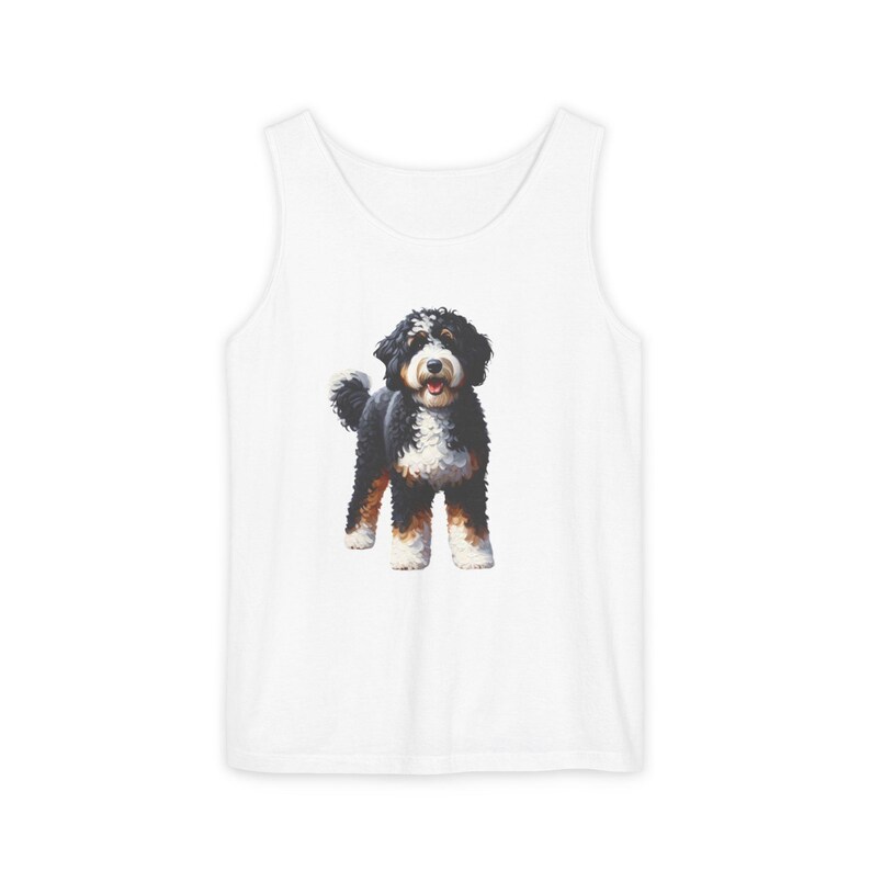 Bernedoodle Mom Tank Top, Cute Dog Rear View Design, Summer Fashion image 4