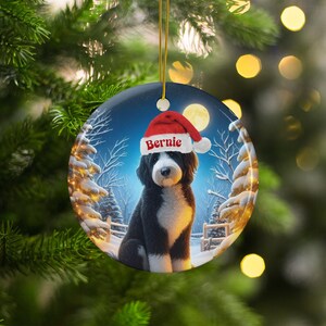 Personalized Christmas ornament, dog portrait ornament, holiday decor, custom pet gift, unique tree decoration, festive pet keepsake