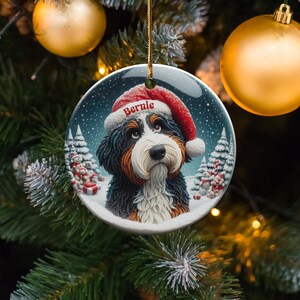 Custom Dog Christmas Ornament with Santa Hat, Personalized Pet Holiday Decor, Unique Dog Lover Xmas Gift, Pet Keepsake Ornament