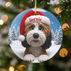 Personalized Dog Christmas Ornament, Custom Pet Holiday Decor, Cute Festive Tree Decoration, Unique Christmas Gift for Pet Lovers