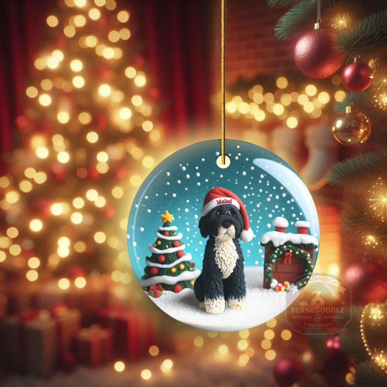 Bernedoodle Ornament, Custom Pet Christmas Decor | Sublimation | 3 Inch 2 Sided Ceramic Heirloom Gift For Dog Lover image 17
