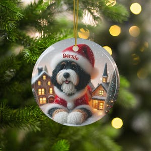Custom Christmas Dog Ornament, Personalized Pet Holiday Decor, Cute Santa Dog Ornament, Festive Tree Decoration for Pet Lovers