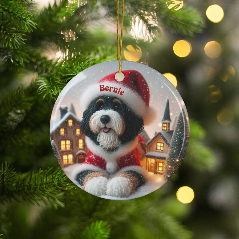 Custom Christmas Dog Ornament, Personalized Pet Holiday Decor, Cute Santa Dog Ornament, Festive Tree Decoration for Pet Lovers