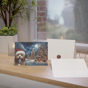 Cute Christmas Dog Card, Festive Holiday Greeting Card, Merry Christmas Card with Santa Hat, Adorable Xmas Cards, Holiday Dog Card