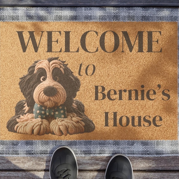 Personalized Doodle Doormat | Welcome to Bernie's House, Coir Fiber Mat