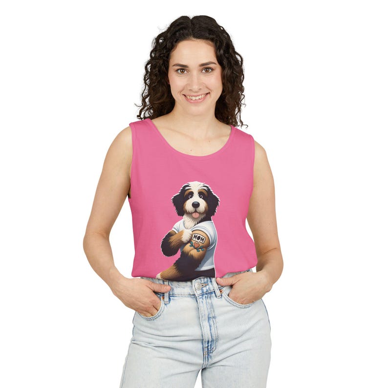 Bernedoodle Mom Tattoo Tank Top: Dog Lover Sleeveless Shirt image 7
