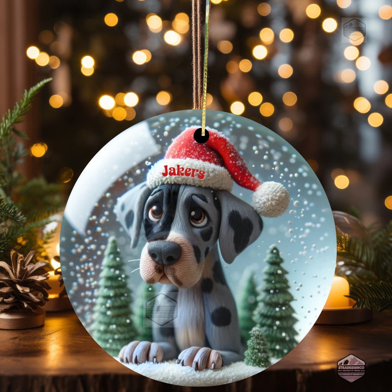 Merle Great Dane Clay Style Illustrated ornament