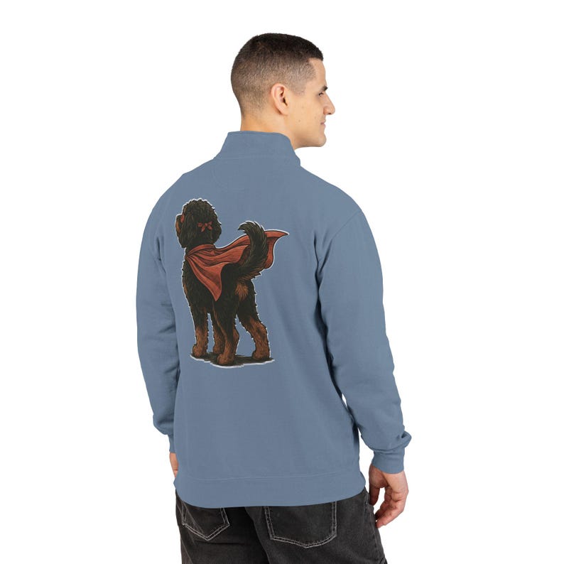 Felpa con cerniera a un quarto di lunghezza e design personalizzato Bernedoodle "Super Doodle" - Design fronte e retro immagine 16