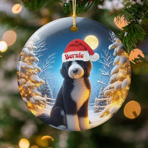 Custom Dog Christmas Ornament, Personalized Pet Keepsake, Holiday Tree Decor, Unique Gift for Dog Lovers, Santa Hat Design