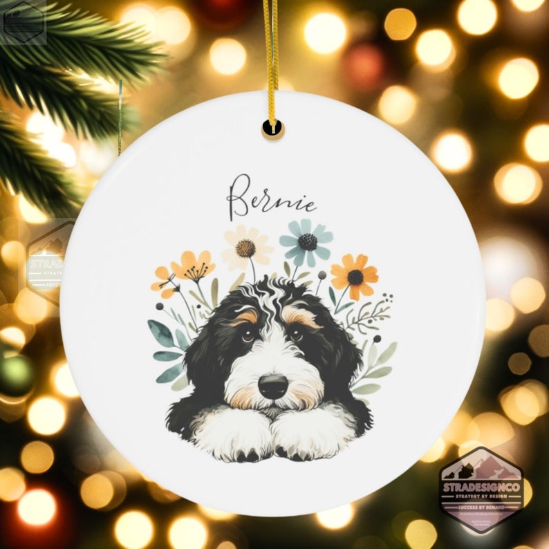 Personalized Bernedoodle Ornament With Your Dog's Name | You Own The Cutest Doodle, Now Own The Cutest Ornament | Celebrate Your Furball!