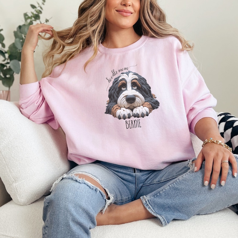 Personalized Bernedoodle Sweatshirt | Front and Back Designs | Doodle Mom Gift | Dog Mama Shirt | Doodle Statement to Celebrate Your Furball