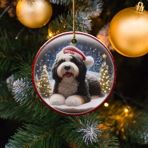 Personalized Christmas Dog Ornament, Custom Pet Decoration, Holiday Dog Portrait, Unique Christmas Gift, Pet Lover Ornament