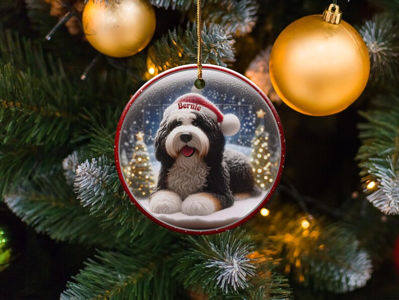 Personalized Christmas Dog Ornament, Custom Pet Decoration, Holiday Dog Portrait, Unique Christmas Gift, Pet Lover Ornament