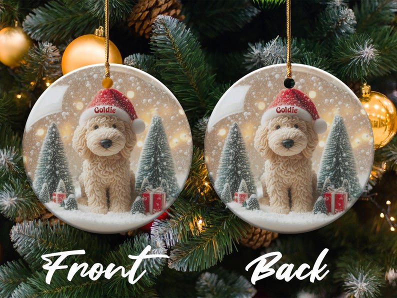Dog Christmas Ornaments, Holiday Tree Decorations, Cute Pet Gifts, Festive Dog Lovers Decor, Double-Sided Ornaments, Xmas Decor