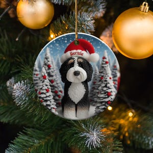 Personalized Christmas Tree Ornament, Custom Pet Ornament, Dog Lover Gift, Holiday Decoration, Festive Pet Keepsake
