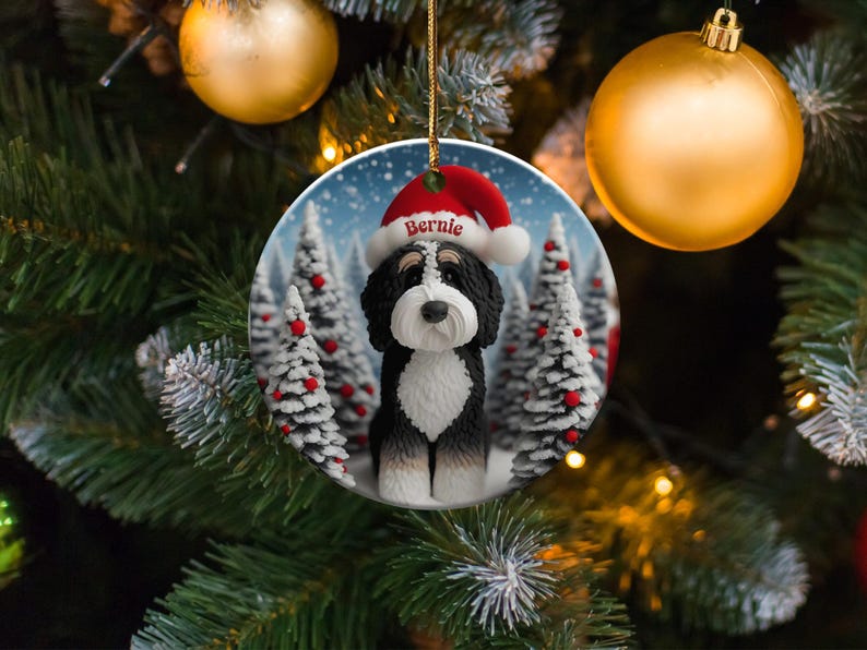Personalized Christmas Tree Ornament, Custom Pet Ornament, Dog Lover Gift, Holiday Decoration, Festive Pet Keepsake