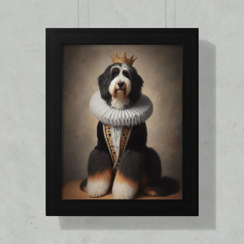 Royal Dog Portrait Wall Art, Regal Canine Decor, King Dog Picture, Crowned Pet Painting, Royalty Inspired Dog Print, Dog Lovers Gift