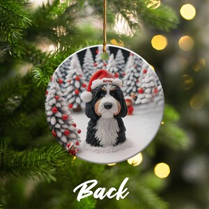 Bernedoodle Christmas Ornament, Two-Sided Doodle Decor | Sublimation Ceramic | Pet Owner Gift, Festive Holiday Keepsake image 5