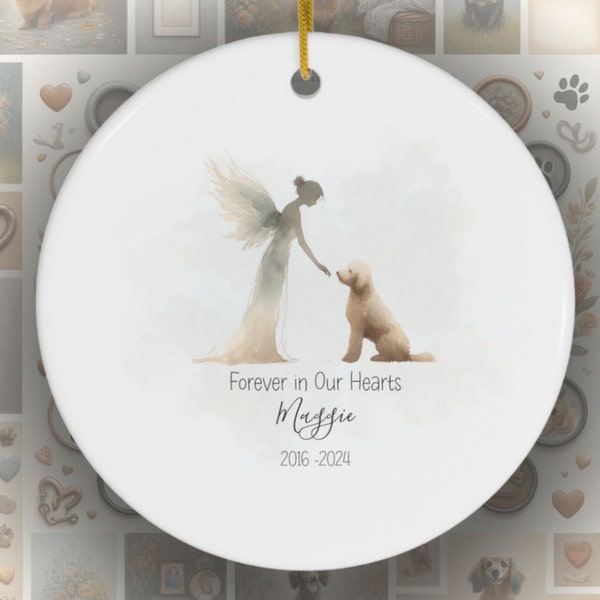 Memorial Ornament, Watercolor Goldendoodle Dog Keepsake | Ceramic | 2.76 Inch Sublimation Circle