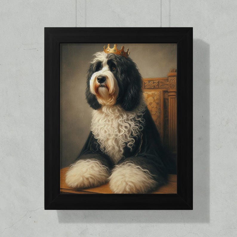 Royal Dog Portrait Print, Regal Pet Art, Dog with Crown, King Dog Illustration, Pet Lover Gift, Unique Wall Decor, Animal Artwork
