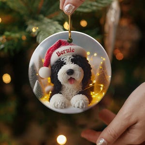 Custom Dog Christmas Ornament, Personalized Pet Ornament, Christmas Tree Decoration, Holiday Dog Keepsake Gift, Pet Memorial Ornament