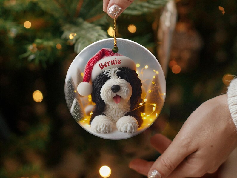 Custom Dog Christmas Ornament, Personalized Pet Ornament, Christmas Tree Decoration, Holiday Dog Keepsake Gift, Pet Memorial Ornament