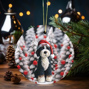 Adorable bernedoodle ornament, perfect doodle dog gift