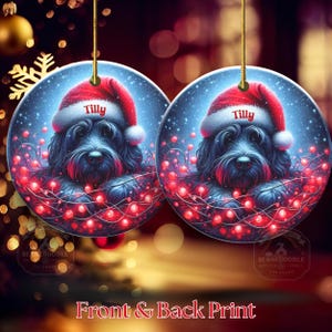 Personalized Black Doodle Ornament, Santa Hat Keepsake - Sublimation Ceramic Dog Gift | Two Sided Decoration | 3 Inch Christmas Keepsake image 17